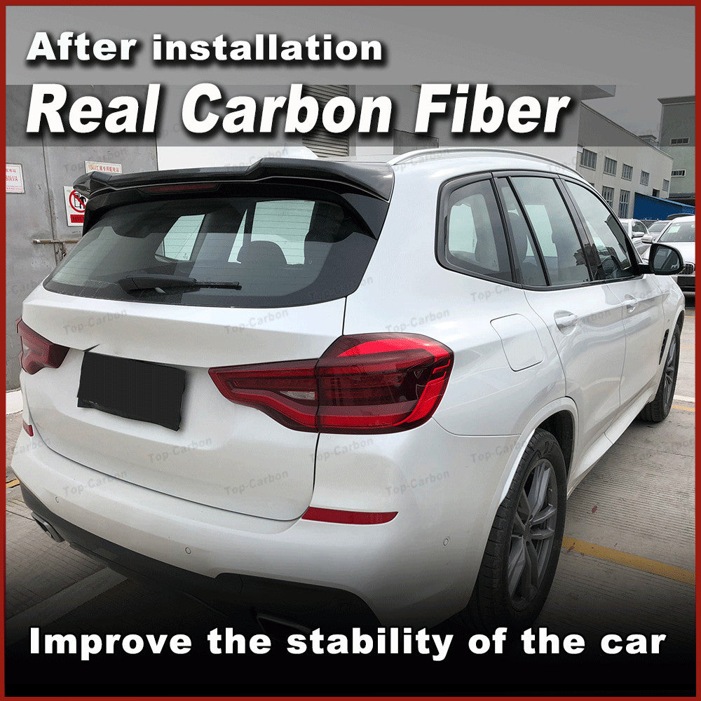for BMW X3 Non X3M 2018-2019 REAL CARBON Rear Roof Top Window Spoiler Wing Lip