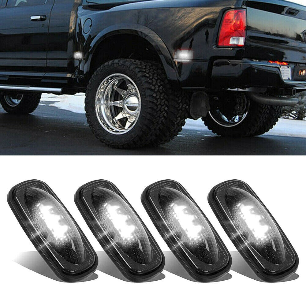 4Pcs Smoked White LED Side Marker Lights for Dodge for RAM 1500 2500 3500 2003-2008