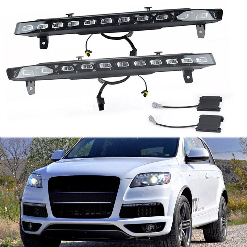 2Pcs for Audi Q7 2010 -2015 LED DRL Daytime Running Light Turn Signal Lamp
