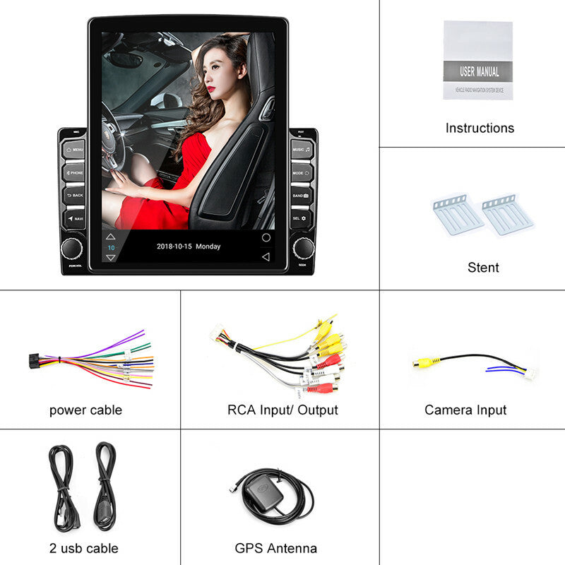 Car Radio 2Din Android Multimedia Player GPS 9.7 Vertical Screen FM Stereo Nav