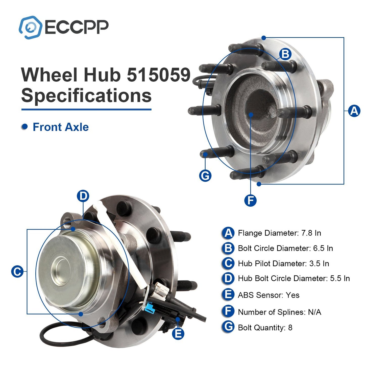 515059 Wheel hub bearing for front RWD vehicles, suitable for Chevrolet Express Savana 2500, 3500, 4500