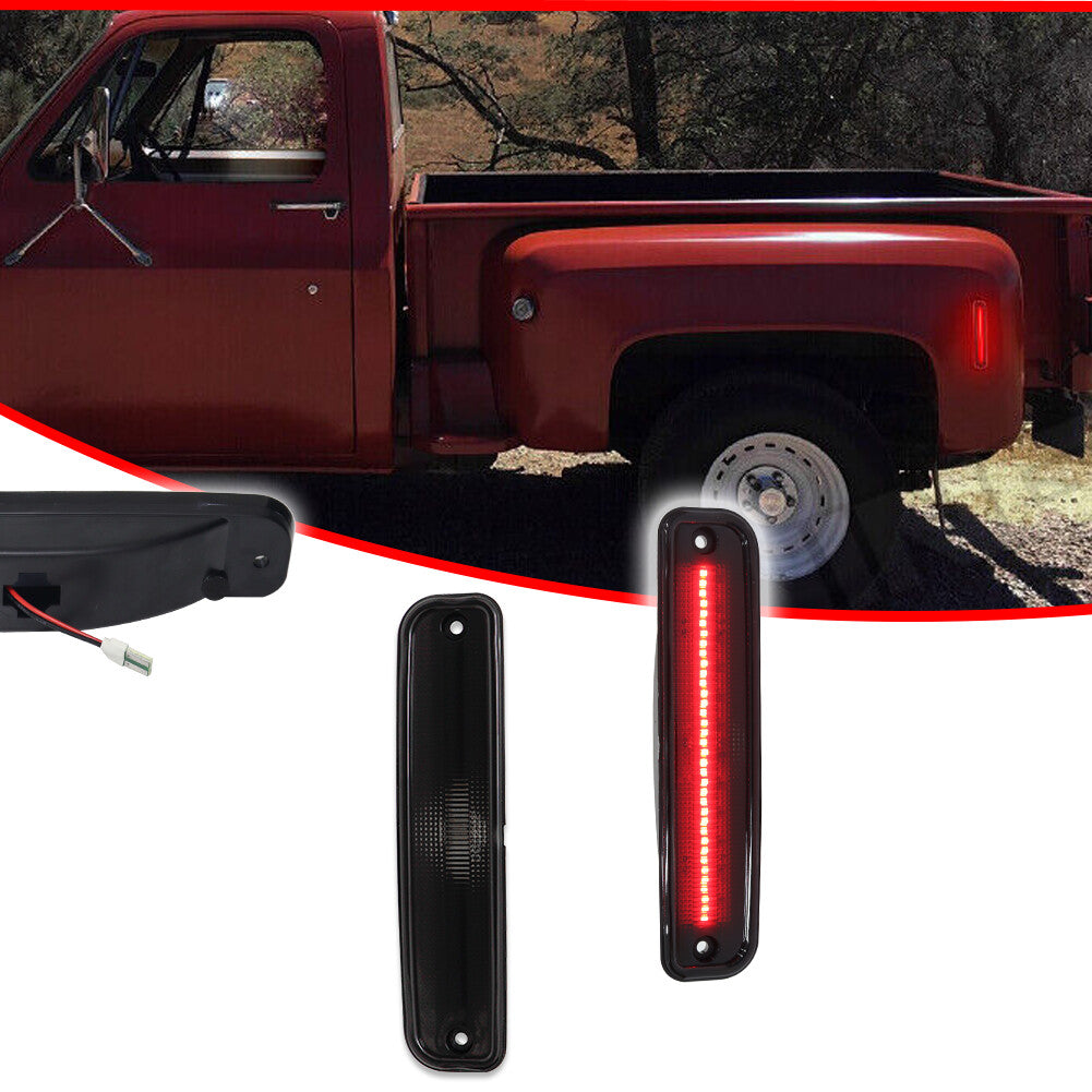 Side marker light kit fits 73-80 Blazer Suburban Jimmy GM pickups with red LEDs on the back.