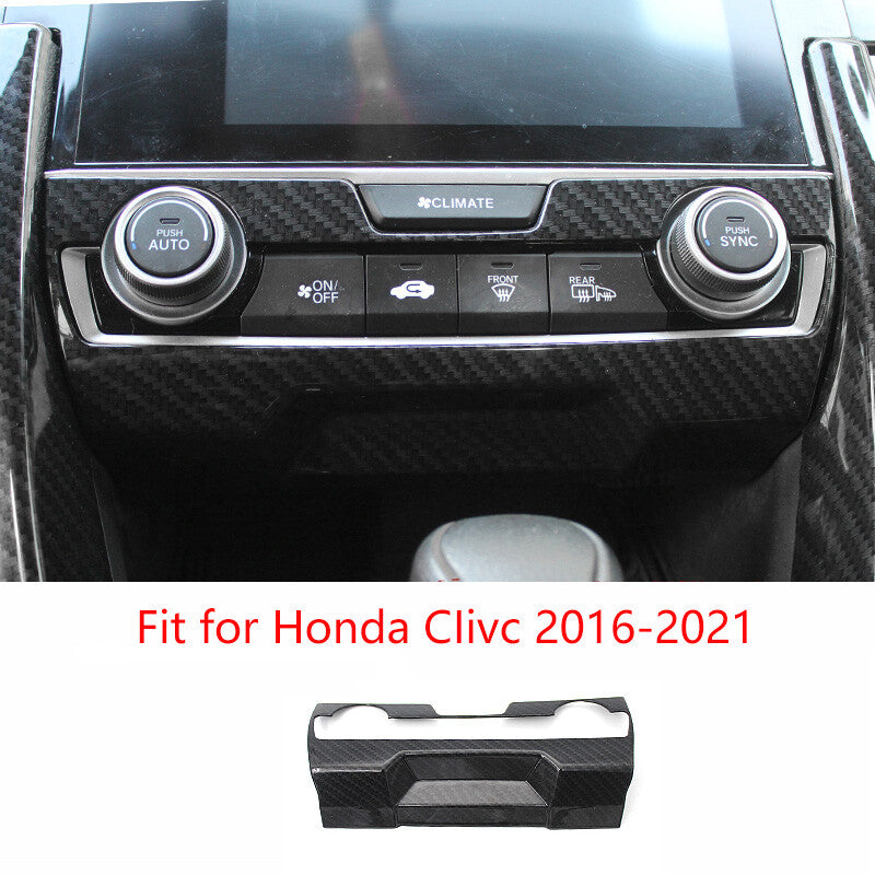 1pcs Carbon Fiber Central Console AC Switch Frame Trim for Honda for Civic 2016-2021