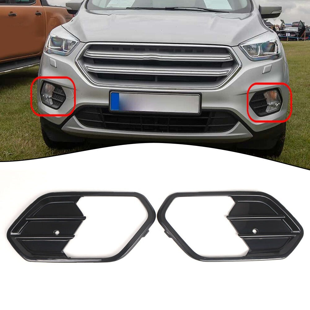 1Pair Front Bumper Fog Light Cover Trim Bezel for Ford Escape Kuga 2017-2019