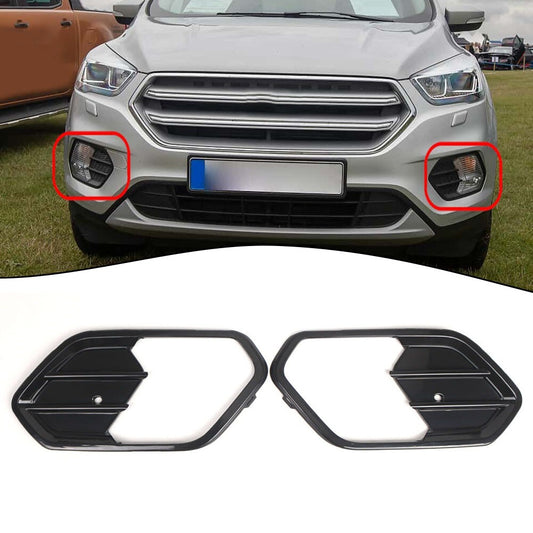 1Pair Front Bumper Fog Light Cover Trim Bezel for Ford Escape Kuga 2017-2019