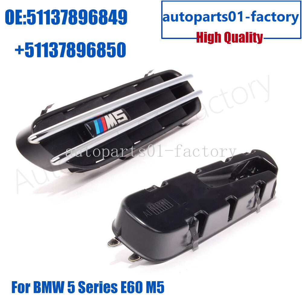 2PCS New Front Left+Right Wing Grille Cover Panel for BMW 5 Series E60 M5