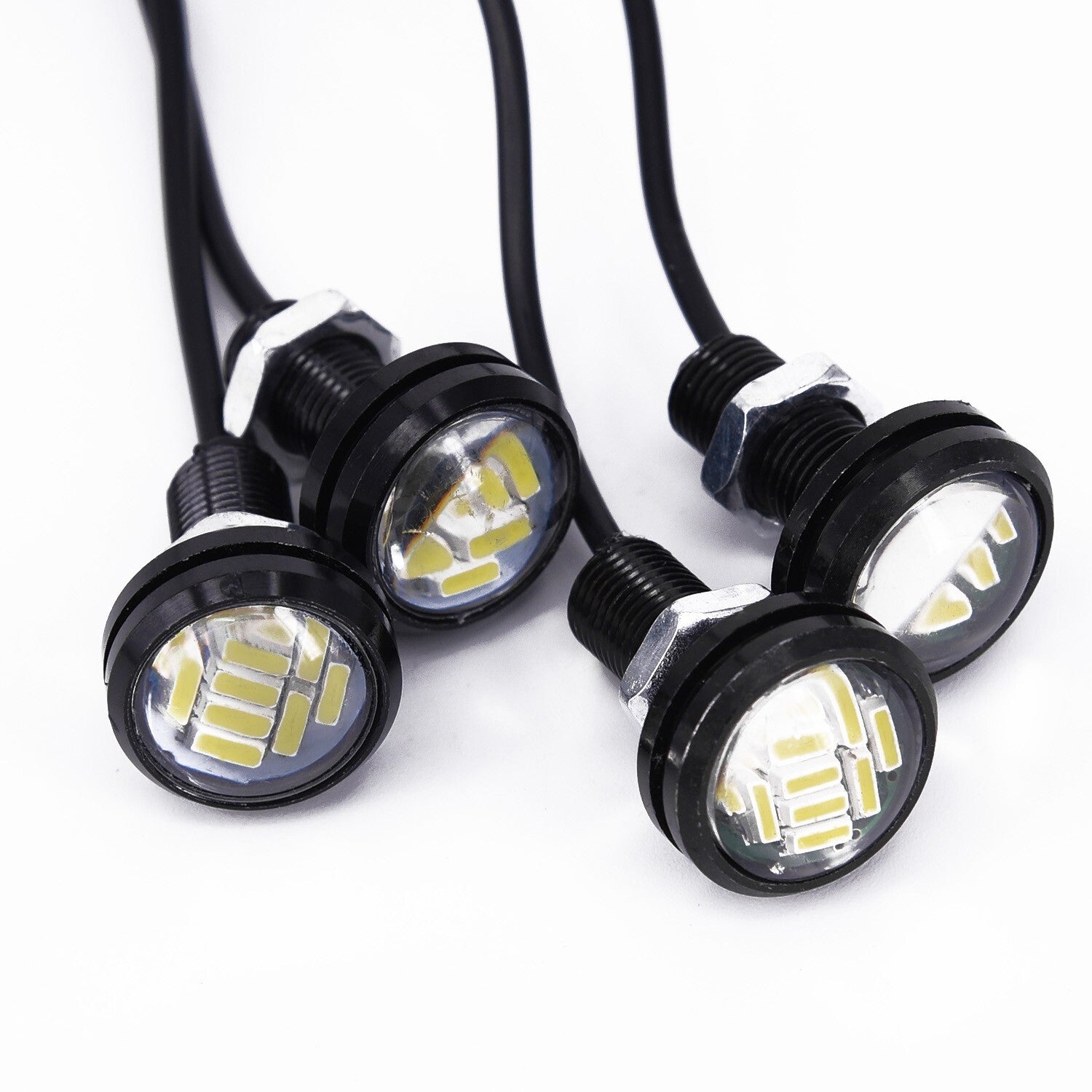 4 White Dustproof 12LED Car Daytime Running Lights with Backup Signal