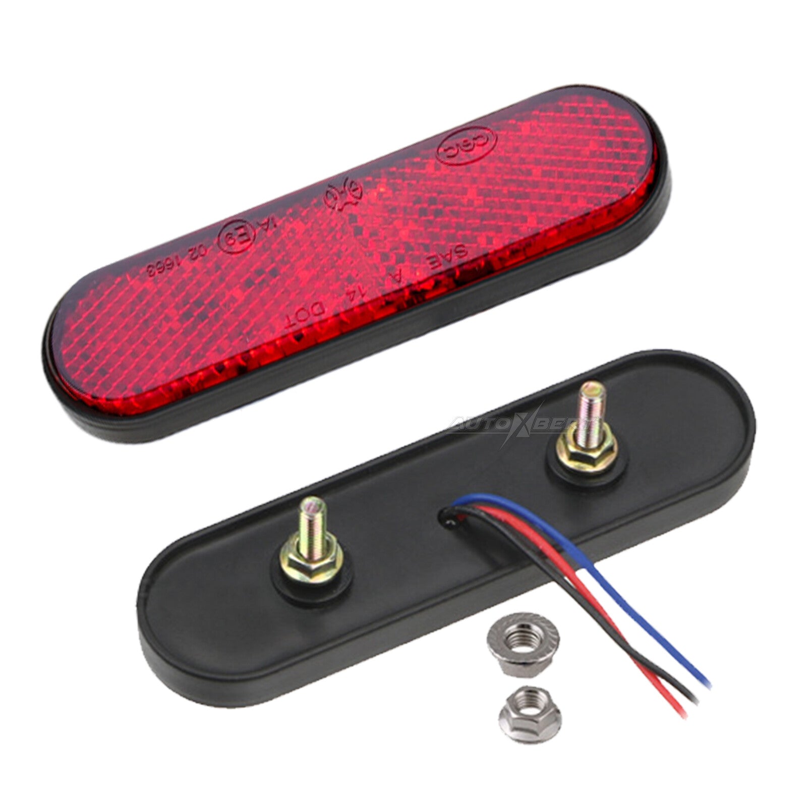 2x Motorcycle LED Red Tail Brake Light Reflector Side Marker Lamp 12V 24V Truck