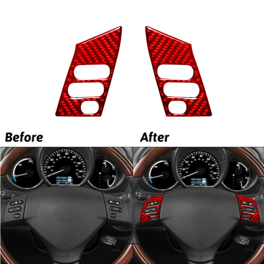Red Carbon Fiber Steering Wheel Button Trim for LEXUS RX330 350 2004-2009 Type A
