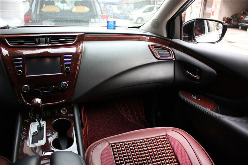Console Gear Shift Water Cup Panel Trim for Nissan Murano 2015-21 Red Wood Grain