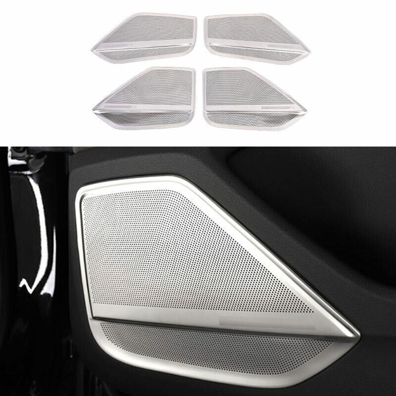 for Audi for A8 2020-2022 Matte Silver Steel Inner Door Speaker Ring Cover Trim 4X