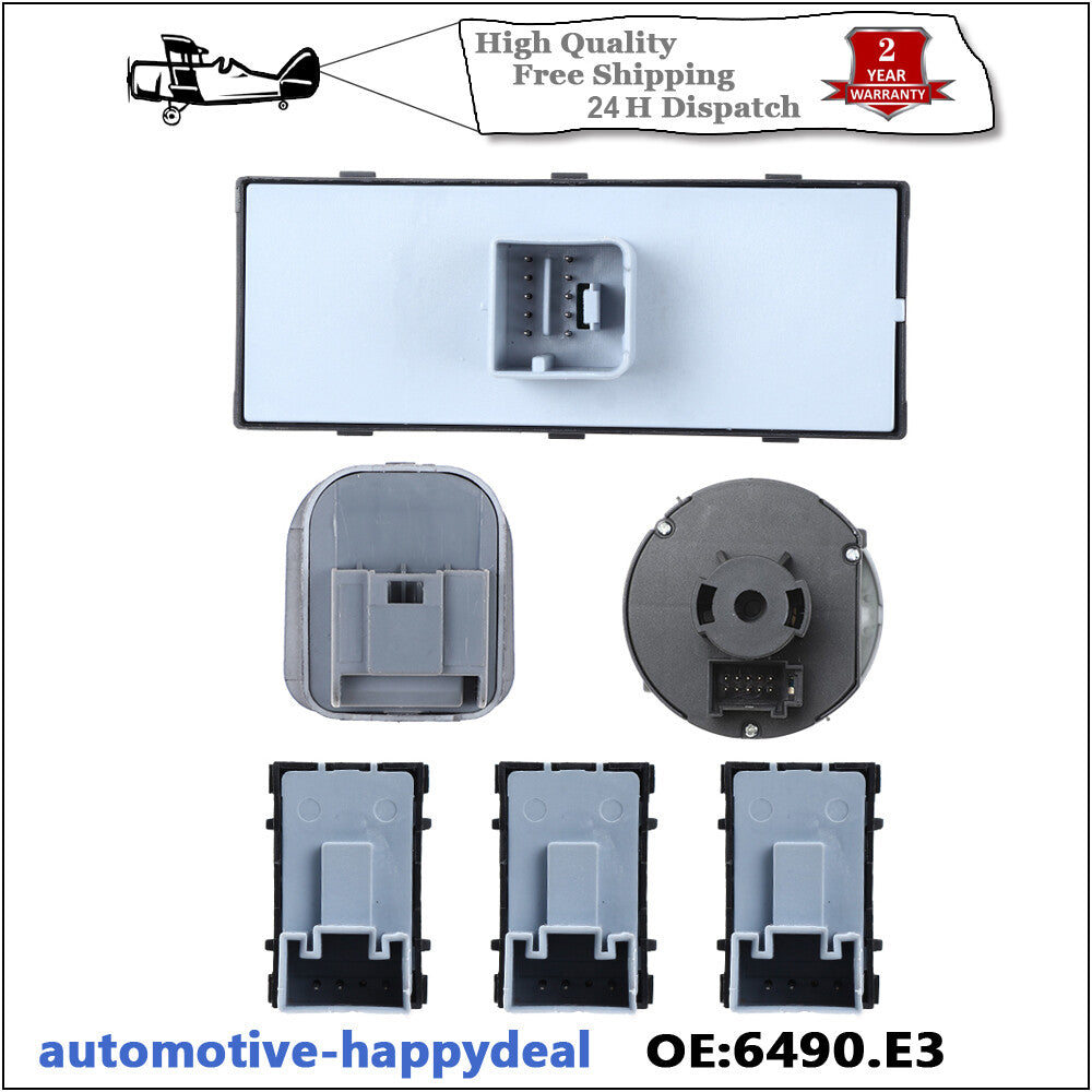 6X Fuel Headlight Mirror Window Switches Chrome for VW for Golf MK5 for Passat for Jetta