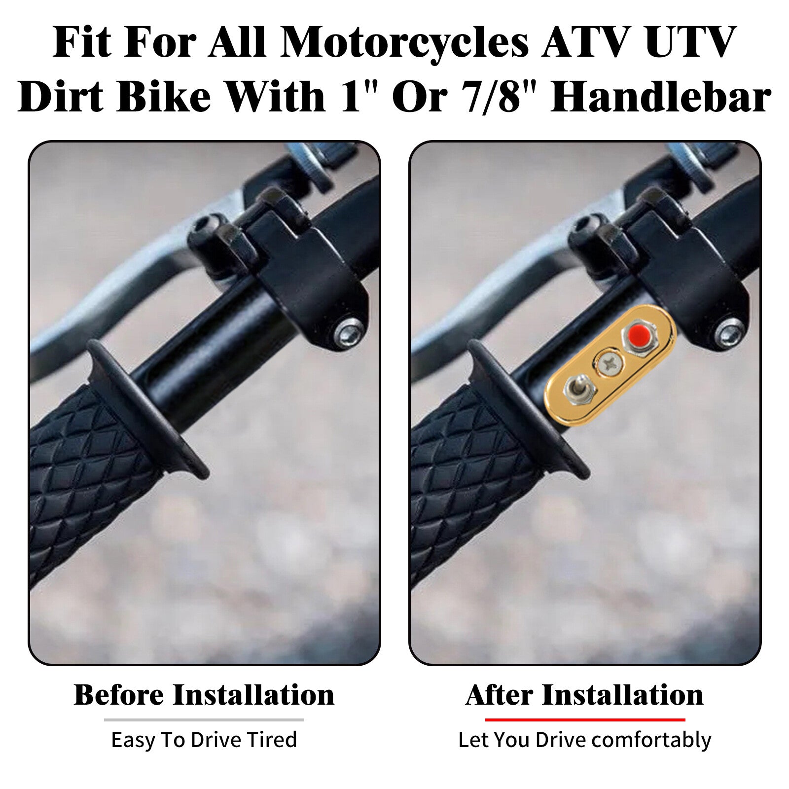 Gold Control Button Toggle Push Switch ON/OFF/ON For Universal 1 7/8 Handlebar