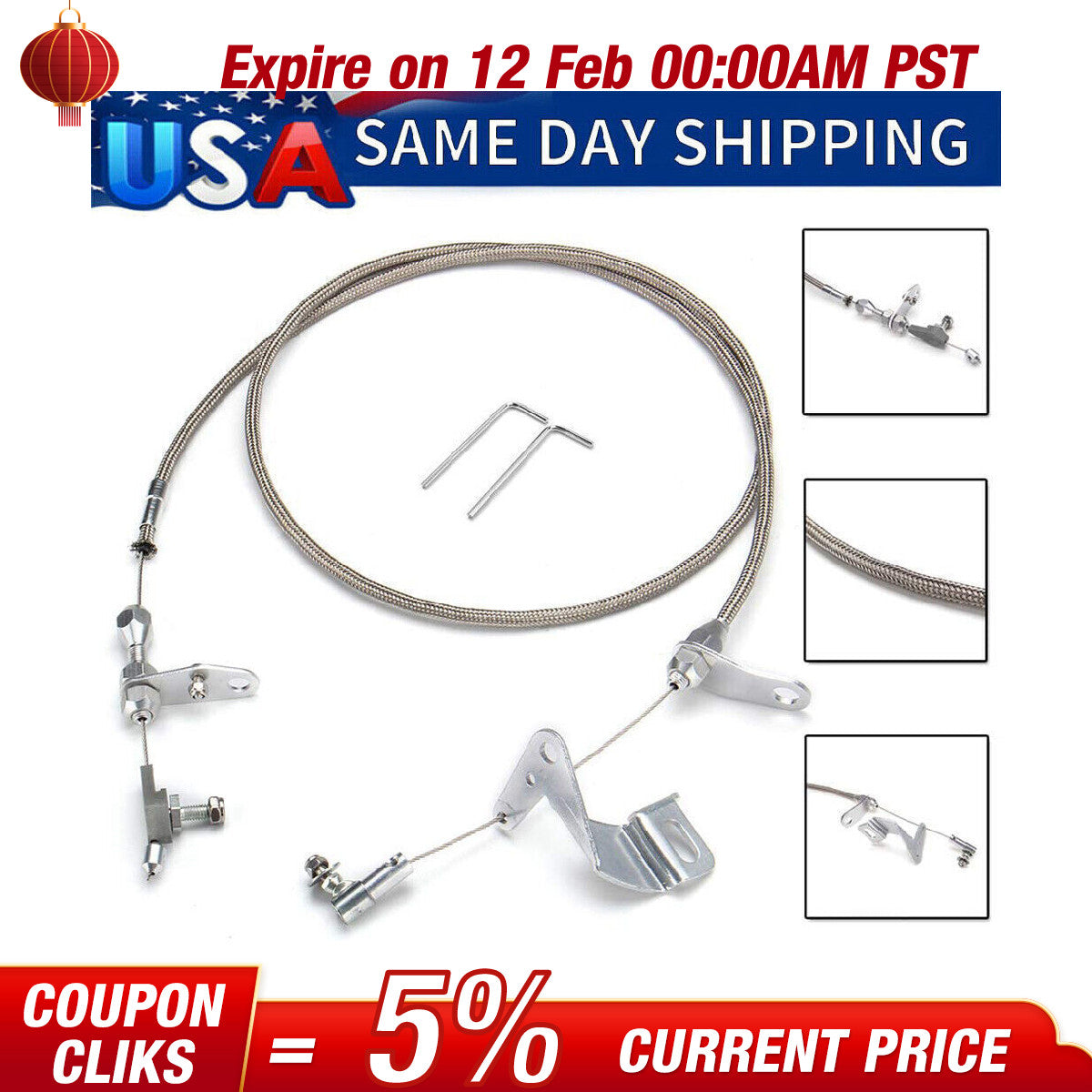 Braided Stainless Kickdown Cable Kit for 727 Torqueflite for Dodge for Chrysler U