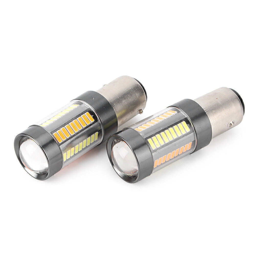 1 Pair White Switchback 1157 BAY15D 4014 66smd LED Brake Light Bulbs 990LM