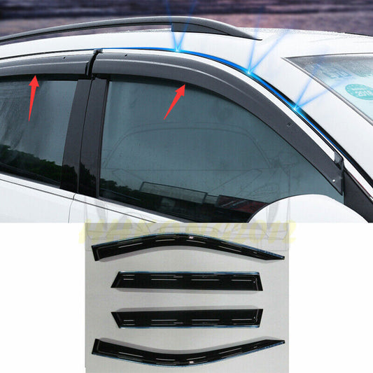 Chrome Trim Side Window Visors Guard Vent Deflectors for Hyundai Santa Fe 19-23