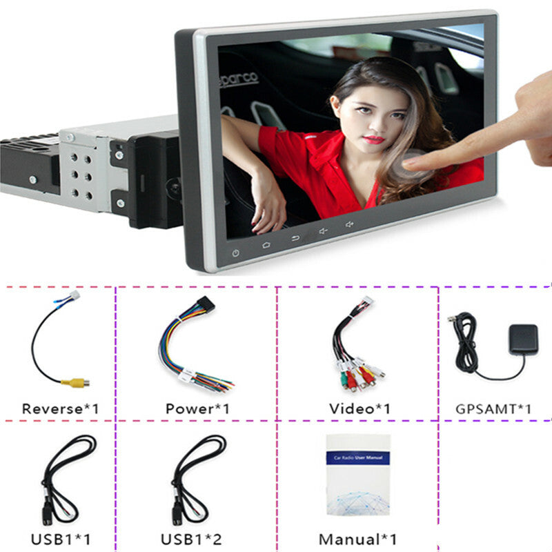 1DIN Adjustable 10 Car Stereo Radio Player Android 9.1 GPS /Wifi/FM Navigation