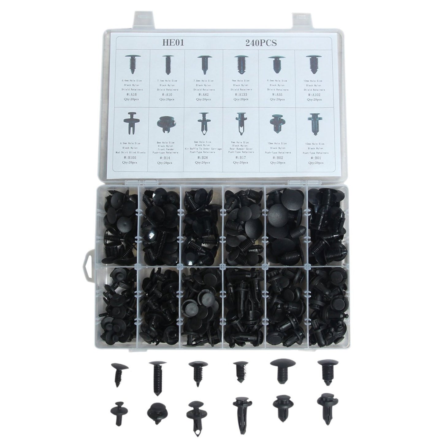 New 240pcs Car Body Retainer Push Type Pin Rivet Trim Clip Panel Moulding Kit
