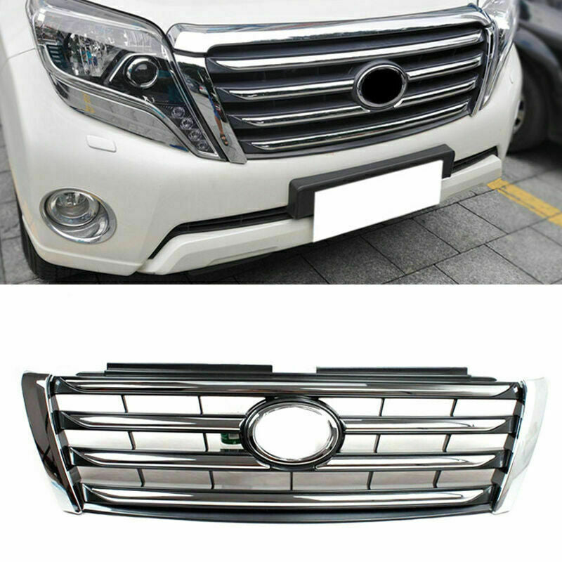for Toyota Prado 2014-17 Chrome ABS Front Grille Grill Horizontal Cover Replace