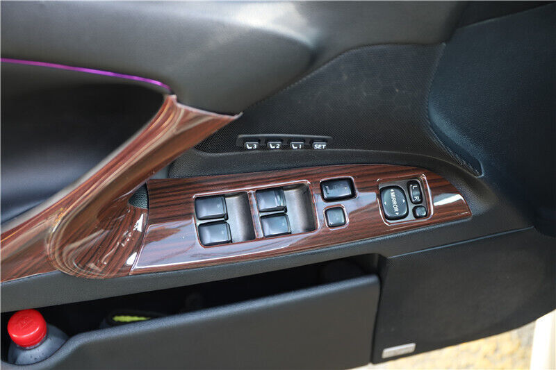 Glass Window Lifting Lock Panel Trim Interior Fit for Lexus IS 2006-11 Red Wood