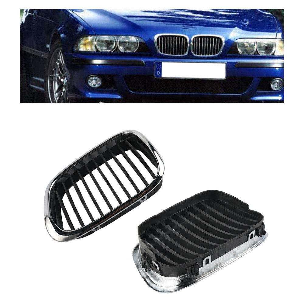 2 Pcs Front Kidney Grilles Left Right for BMW E39 525 528 530 535 M5 2001-2003