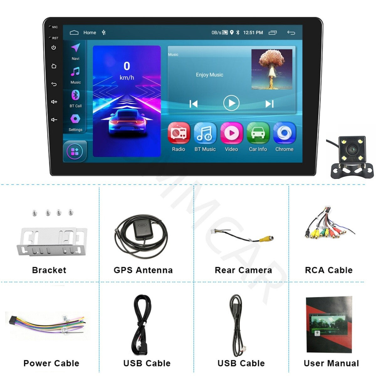 2G+64G 10in Android 13 Car Radio GPS Double 2 Din For Apple CarPlay Android Auto