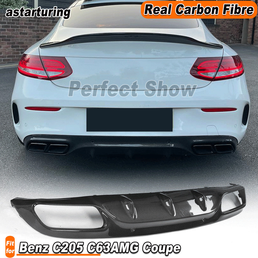 Fit for Mercedes C205 C63 Coupe 2015-17 REAL Carbon Rear Bumper Diffuser Lip