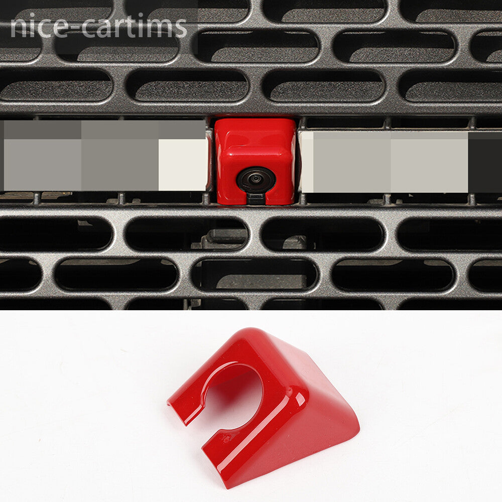 Red ABS Front Center Grille Mesh Camera Decorative Cover for Ford Bronco 2021-23