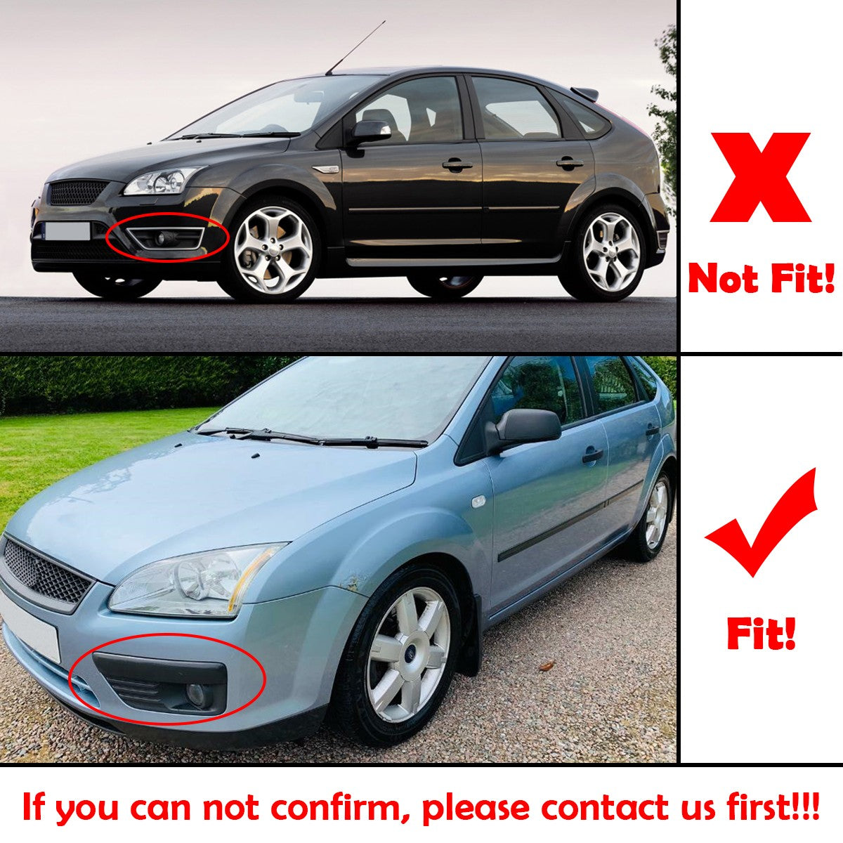 Front Bumper Fog Lights Cover GrilleLamp Kits for Ford Focus 2005-07 Not Fit ST