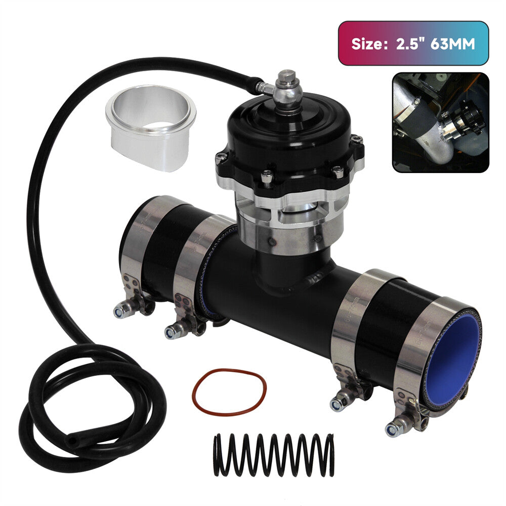 50MM 35PSI Boost V-Band Turbo Blow Off Valve BOV + 2.5'' Flange Pipe Hose Kit
