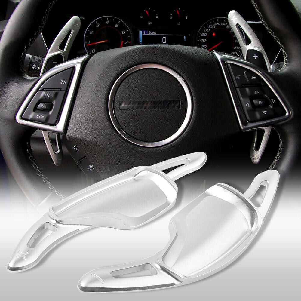 for Chevrolet Camaro 16-18 Silver Aluminum Steering Wheel Shift Paddle Extension