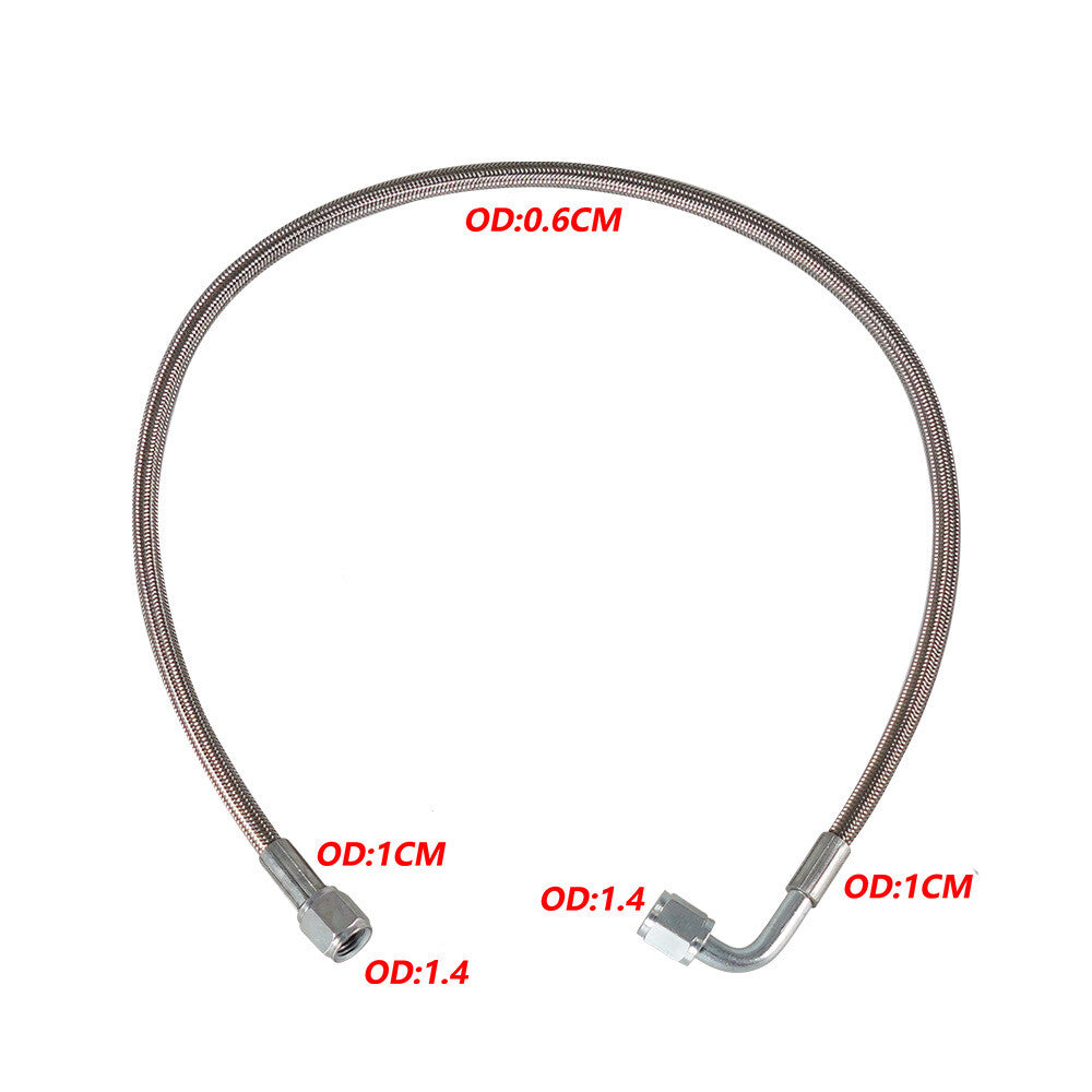 Turbine oil feed line 24-inch steel braided PTFE line 4AN 90° straight hose end PTFE