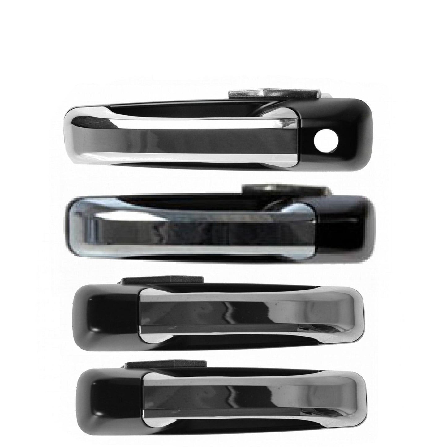4-Piece New Front and Rear Exterior Door Handle Set with Drivers, Chrome Black, Suitable for Ram