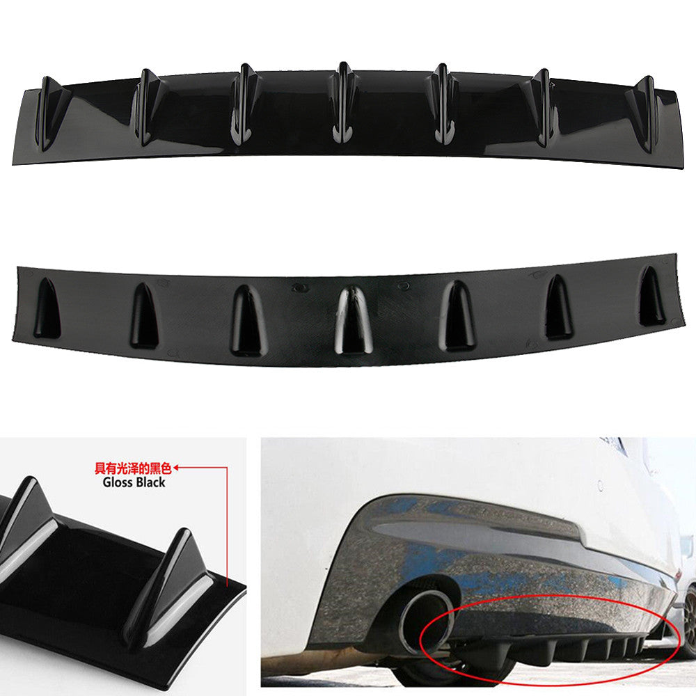 Universal rear 33.5-inch body bumper diffuser Shark 7 Fin kit ABS boiler black
