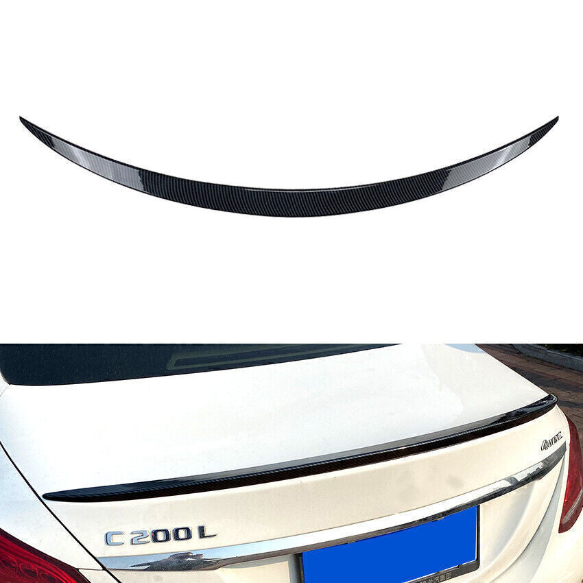 1x For 2015-21 for Benz C-Class W205 C300 Sedan Carbon Look Rear Trunk Spoiler Wing
