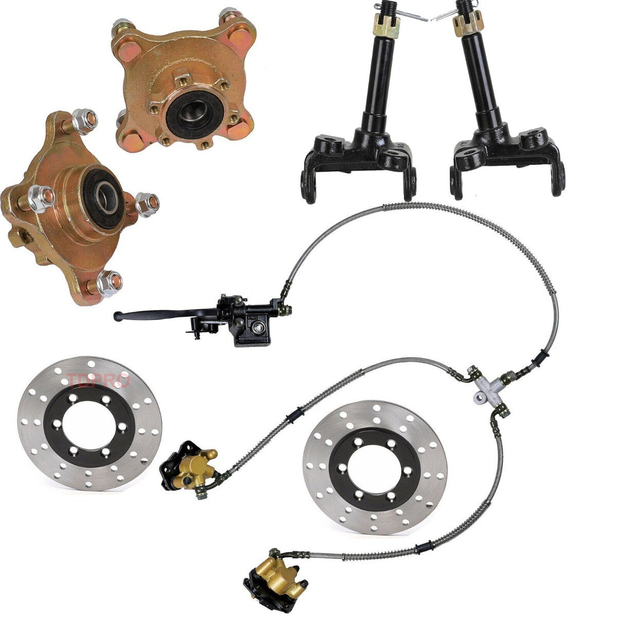 Front steering spindle 4 screws, wheel hub brake caliper rotor, ATV go-kart Quad 110