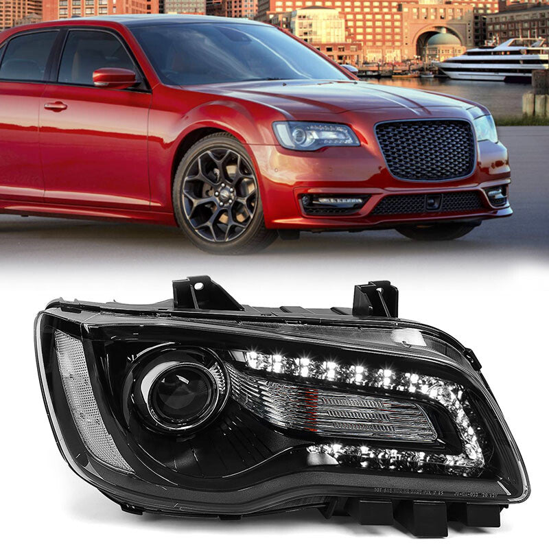 For 2015-2023 for Chrysler 300 Black Halogen LED DRL Headlight Lamp Passenger Right