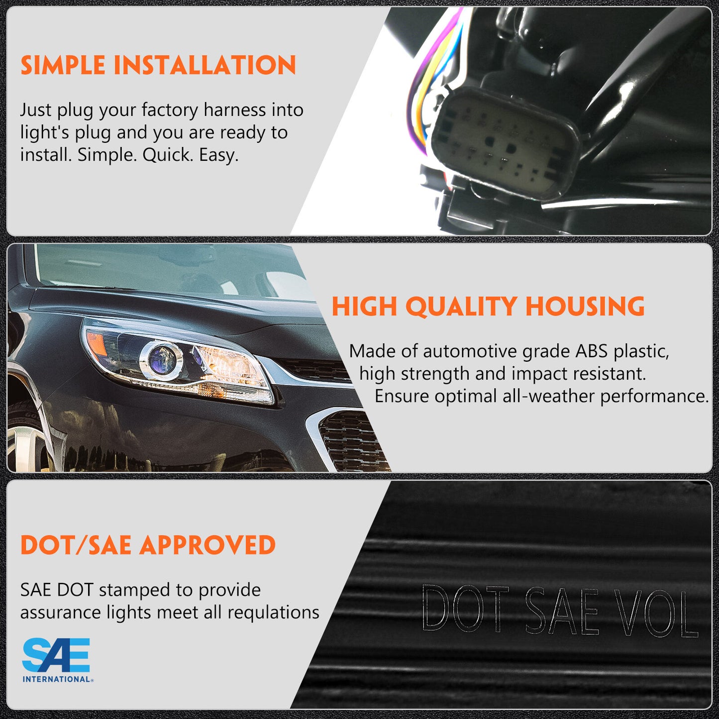2013-2015 for Chevrolet Malibu HID Xenon Headlights (Left and Right)