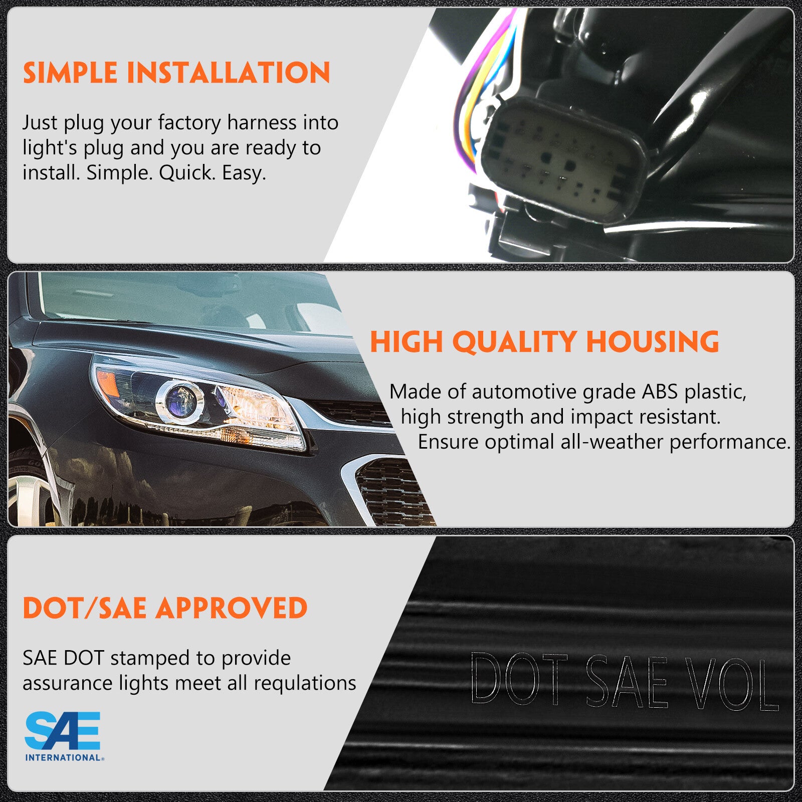 2013-2015 for Chevrolet Malibu HID Xenon Headlights (Left and Right)