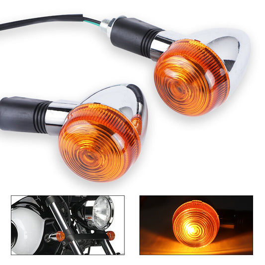 2X Bullet Amber Chrome Front Rear Turn Signal Blinker Indicator Light Motorcycle