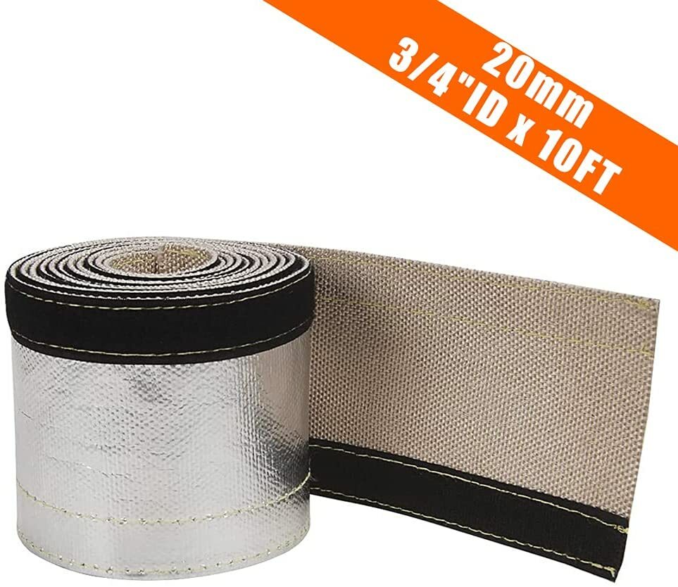 Aluminized heat shield cover - 3/4 inch ID 10 ft fiberglass suitable for wire heat shield