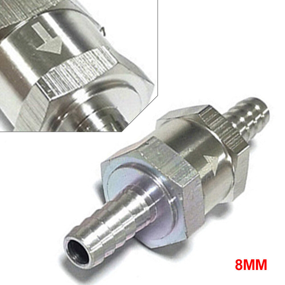 For Gas or Diesel fuel 8mm Silver 1x One way Check valve Non Return Inline