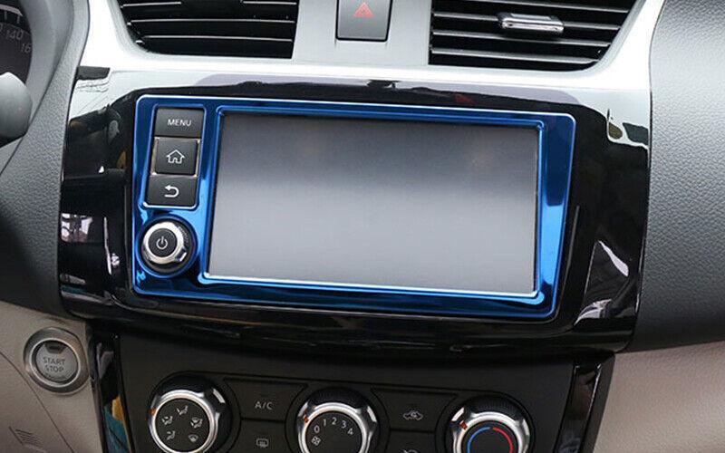 for Nissan Sentra Sylphy 13-19 Blue Steel Central Console Navigation Frame Trim