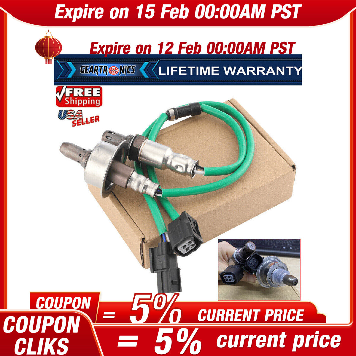 2PCS Oxygen O2 Sensor Upstream Downstream For 2007-11 for Honda Cr-V 2.4L US