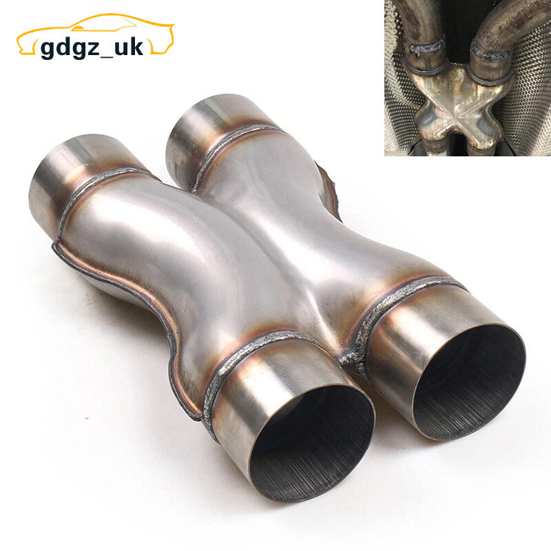 Exhaust Crossover X Pipe 3 Universal Dual Inlet/Outlet Exhaust Pipe Tip Adapter