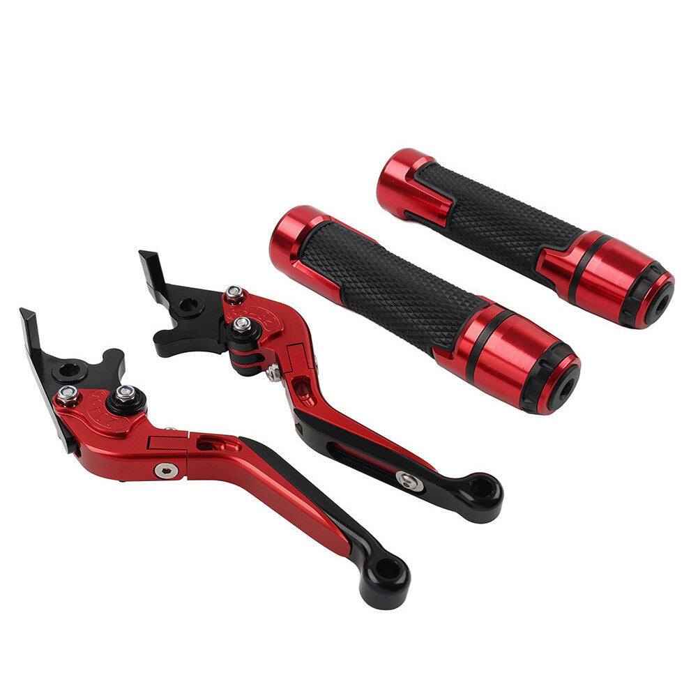 Fold Extendable Brake Clutch Levers Handlebar Grips Set for Honda CBR600RR red