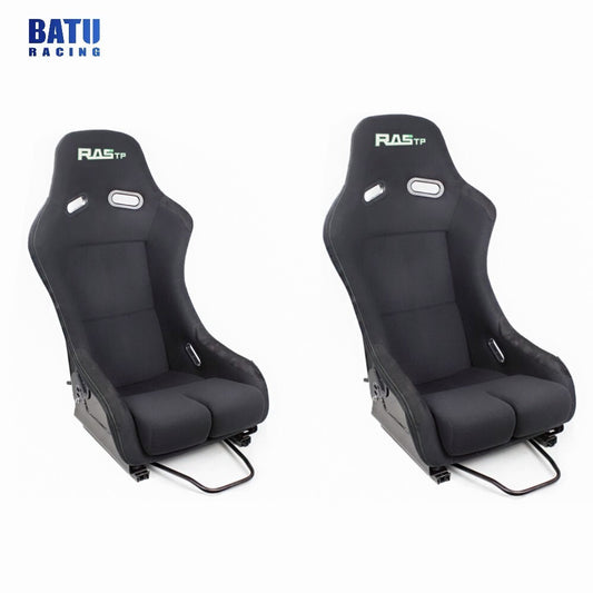 2X Black Universal Racing Adjustable Bucket Reclinable Seats  Slider Rail