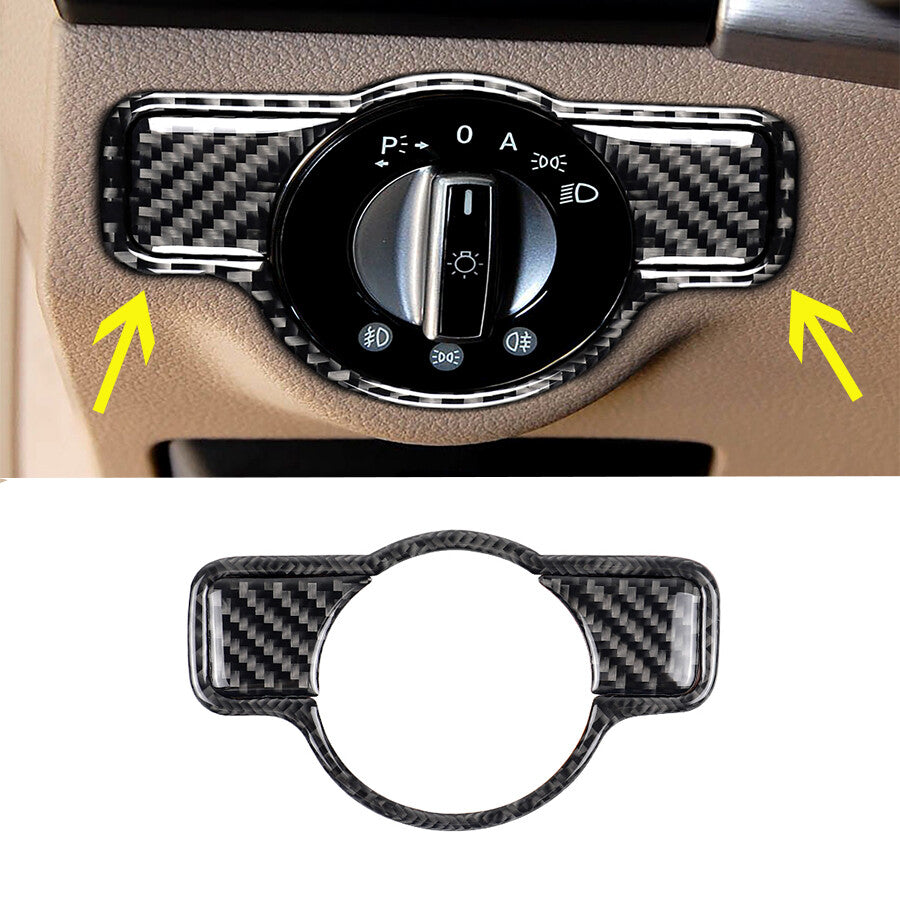 for Mercedes-Benz A C E CLA GLA GLK Carbon Fiber Headlight Switch Button Trim B