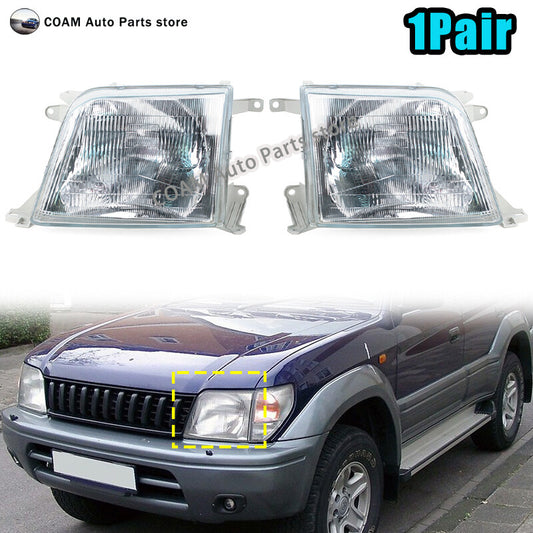 A pair of glass headlights are suitable for the for Toyota for Land Cruiser Prado LC90 1996 2002