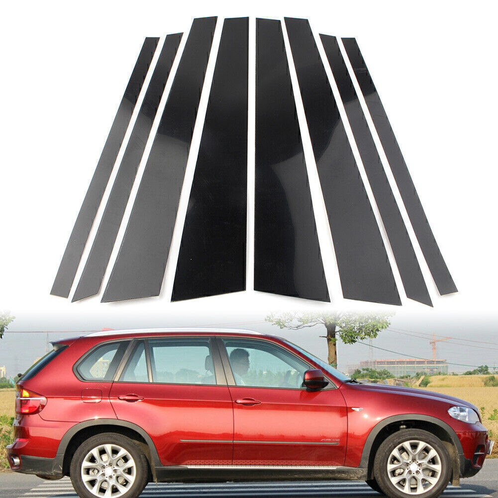 Door Trim Pillar Posts Cover Trim Panel Set for BMW X5 E70 2007-2013 8PCs Black